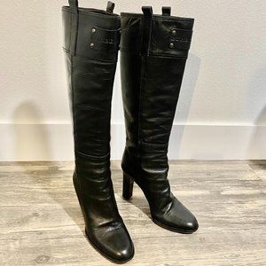 Authentic Burberry Black Leather High Boots - Italian made  Size 40